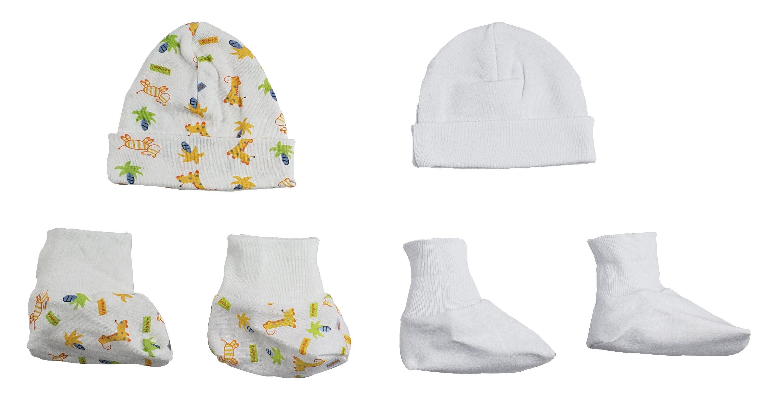 Newborn Caps, Booties - 4 Pc Set