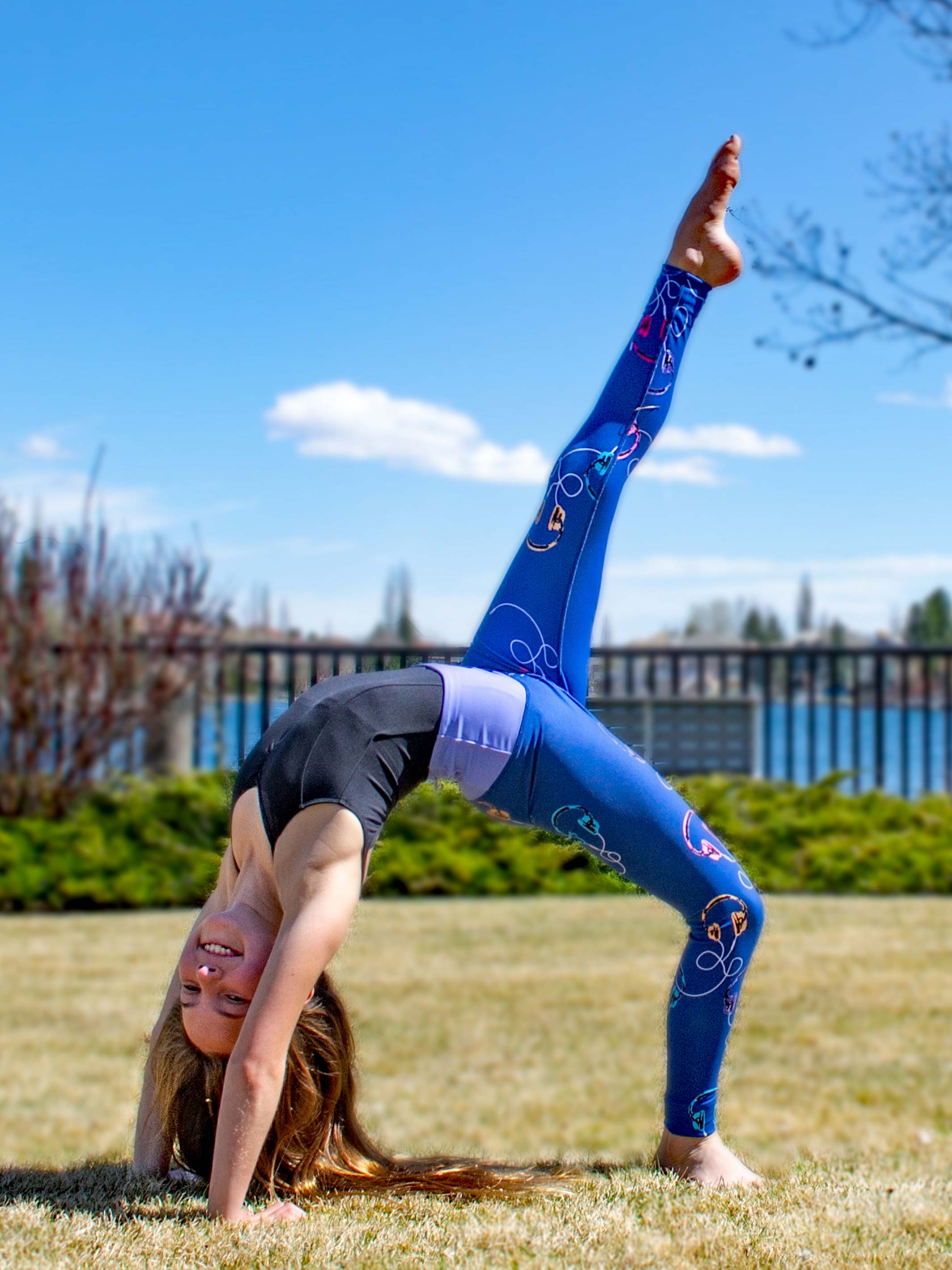 Catie - Printed Blue Activewear Leggings