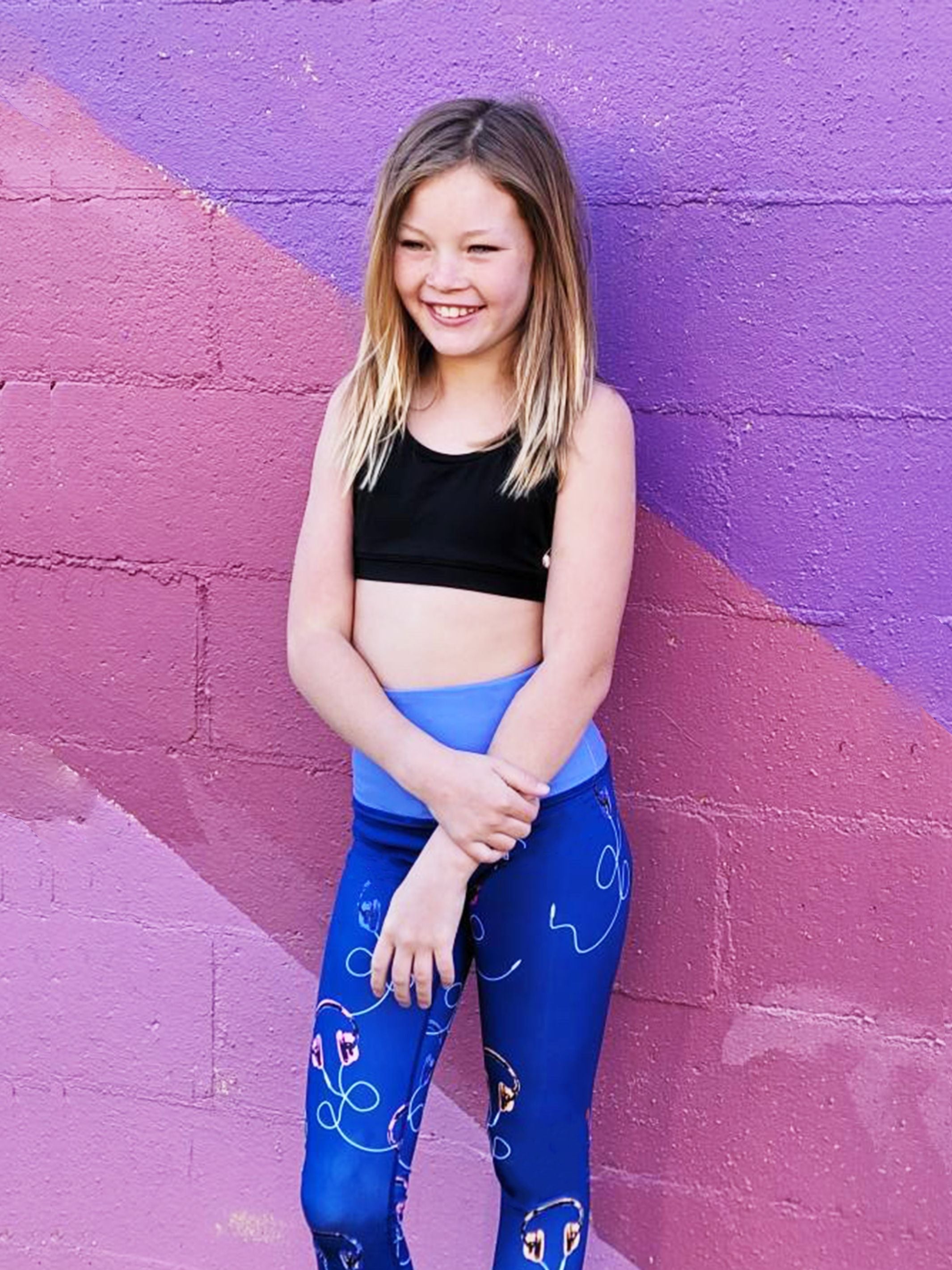 Catie - Printed Blue Activewear Leggings