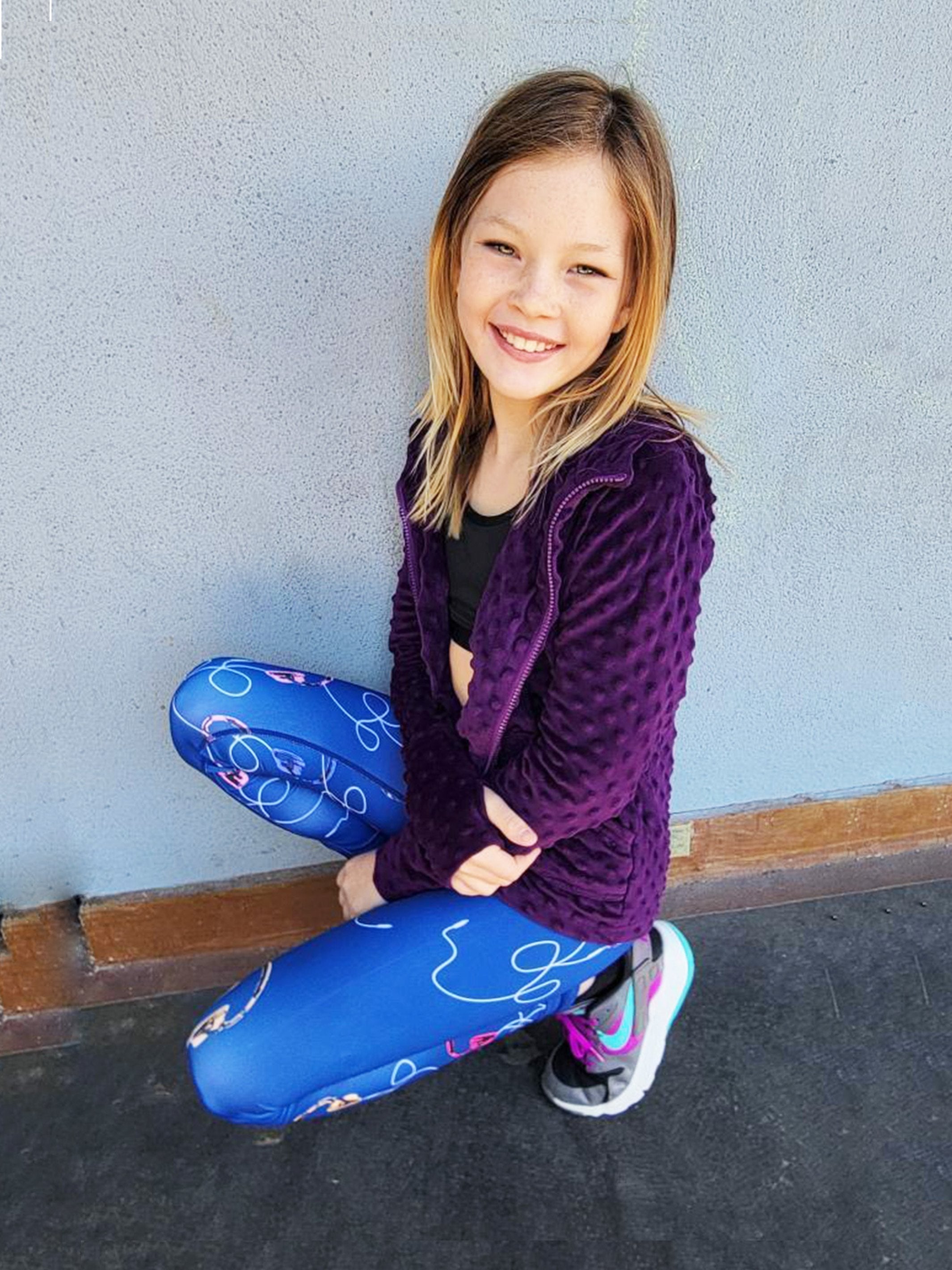 Catie - Printed Blue Activewear Leggings