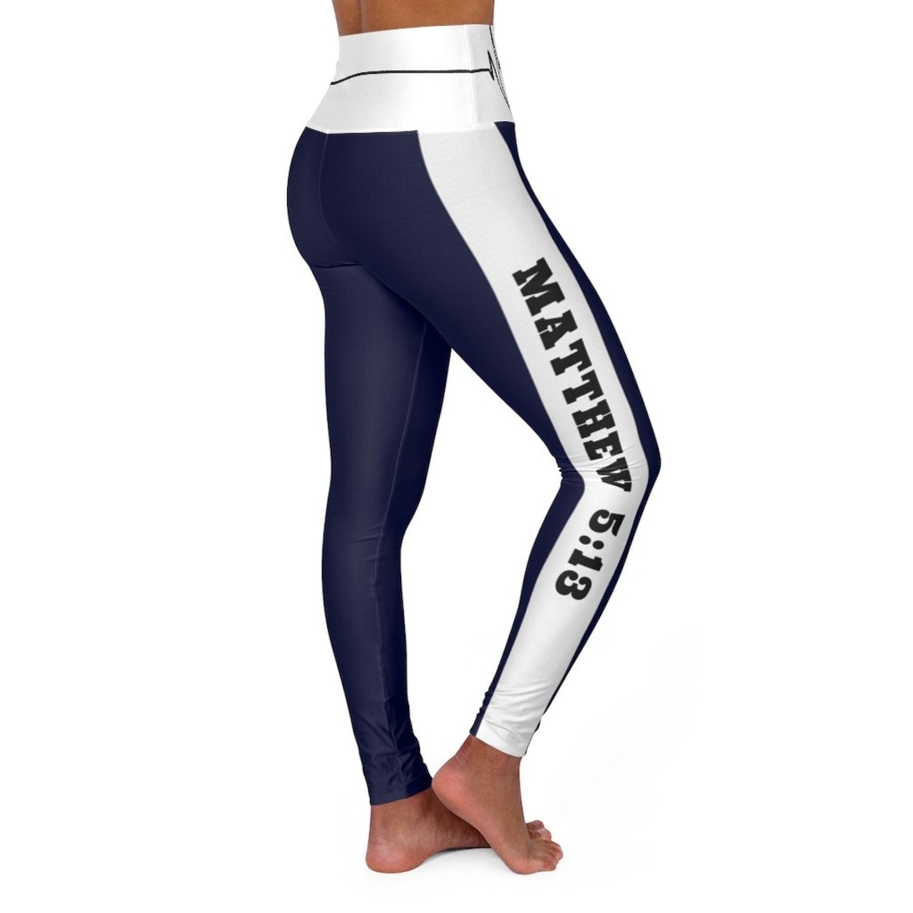 High Waisted Yoga Leggings, Navy Blue Salt Of The Earth Matthew 5:13