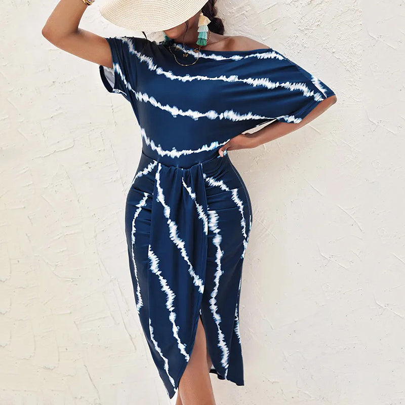 Sexy Slash Neck Irregular Dress