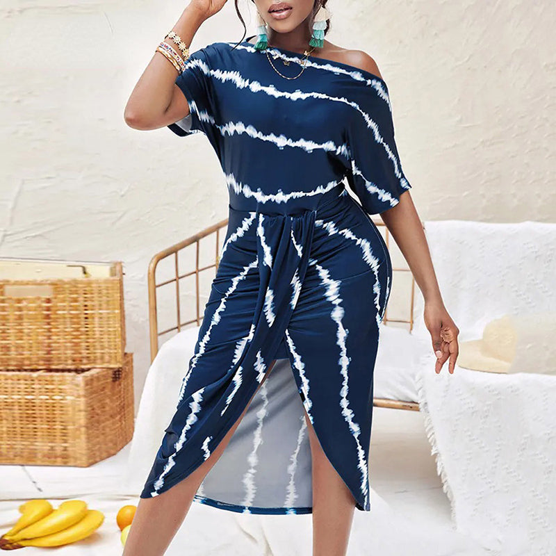 Sexy Slash Neck Irregular Dress